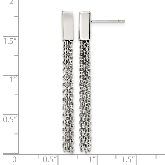 Chisel Stainless Steel Polished Multi Chain Post Dangle Earrings