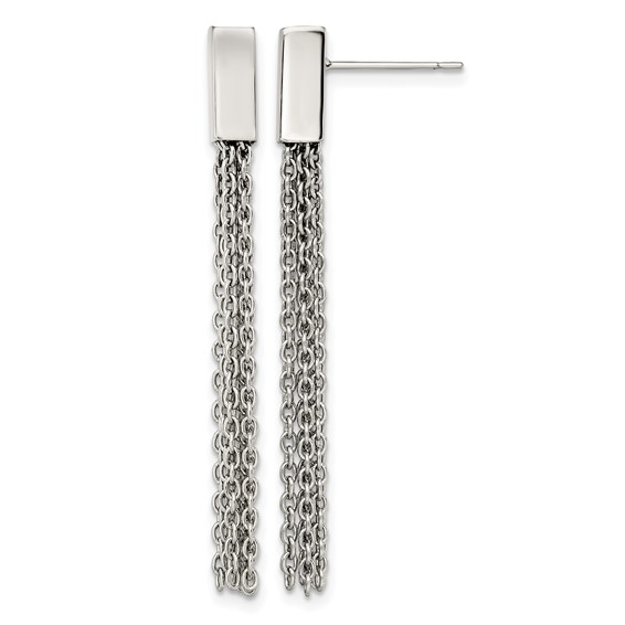 Chisel Stainless Steel Polished Multi Chain Post Dangle Earrings