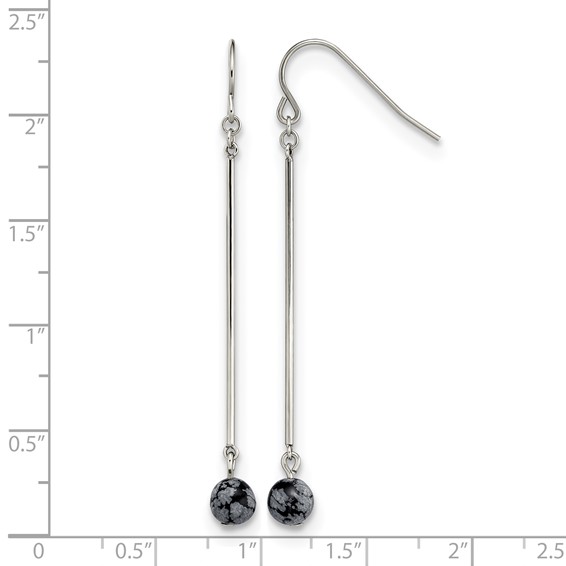 Chisel Stainless Steel Polished with Snowflake Stone Dangle Shepherd Hook Earrings