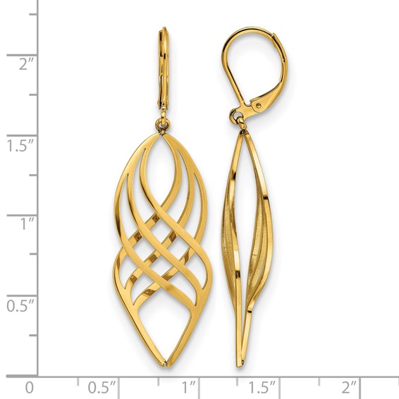 Chisel Stainless Steel Polished Yellow IP-plated Twisted Dangle Leverback Earrings