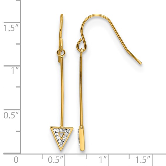 Stainless Steel Polished Yellow IP w/Preciosa Crystal Dangle Earrings