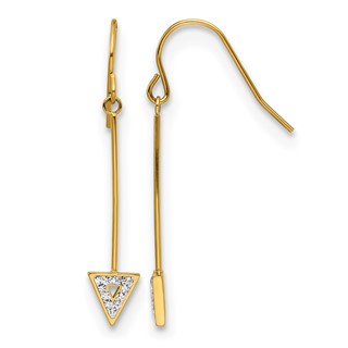 Stainless Steel Polished Yellow IP w/Preciosa Crystal Dangle Earrings