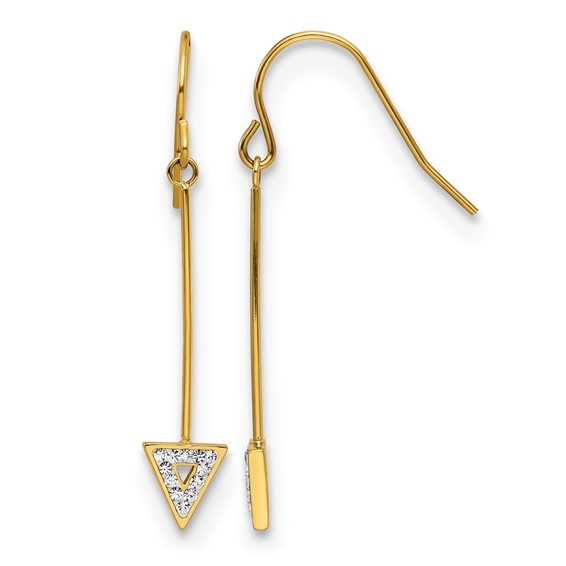 Stainless Steel Polished Yellow IP w/Preciosa Crystal Dangle Earrings