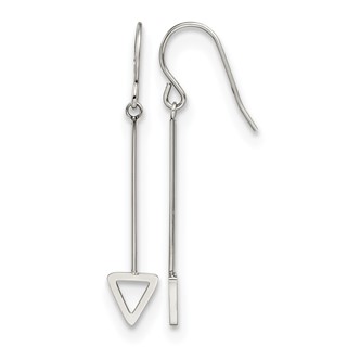Stainless Steel Polished Triangle Dangle Shepherd Hook Earrings