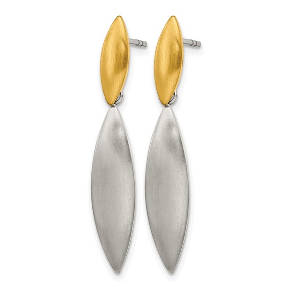 Chisel Stainless Steel Brushed Yellow IP-plated Post Dangle Earrings