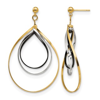 Chisel Stainless Steel Polished Black and Yellow IP-plated Twisted Post Dangle Earrings