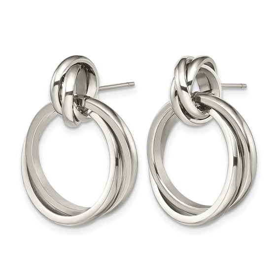 Chisel Stainless Steel Polished Intertwined Circles Post Dangle Earrings