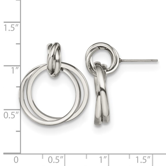 Chisel Stainless Steel Polished Intertwined Circles Post Dangle Earrings