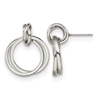 Chisel Stainless Steel Polished Intertwined Circles Post Dangle Earrings