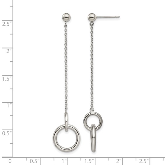 Stainless Steel Polished Circles Post Dangle Earrings