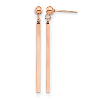 Chisel Stainless Steel Polished Rose IP-plated Bar Post Dangle Earrings