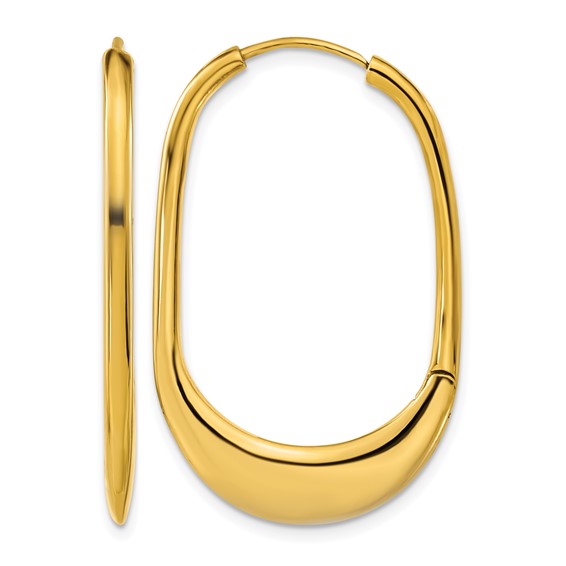 Chisel Stainless Steel Polished Yellow IP-plated Hinged Hoop Earrings