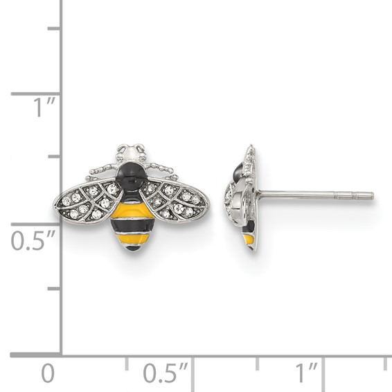 Chisel Stainless Steel Polished and Enameled with Preciosa Crystal Bee Post Earrings