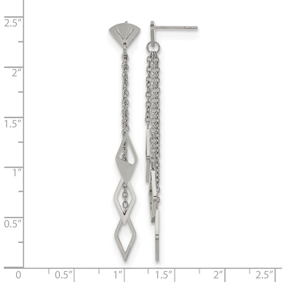 Chisel Stainless Steel Polished Multi Chain Post Dangle Earrings