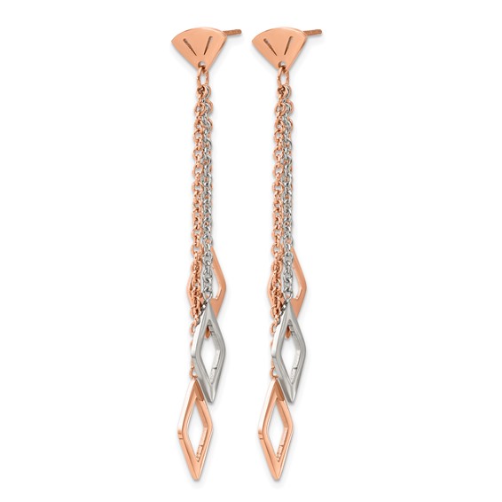 Stainless Steel Polished Rose IP-plated Post Dangle Earrings