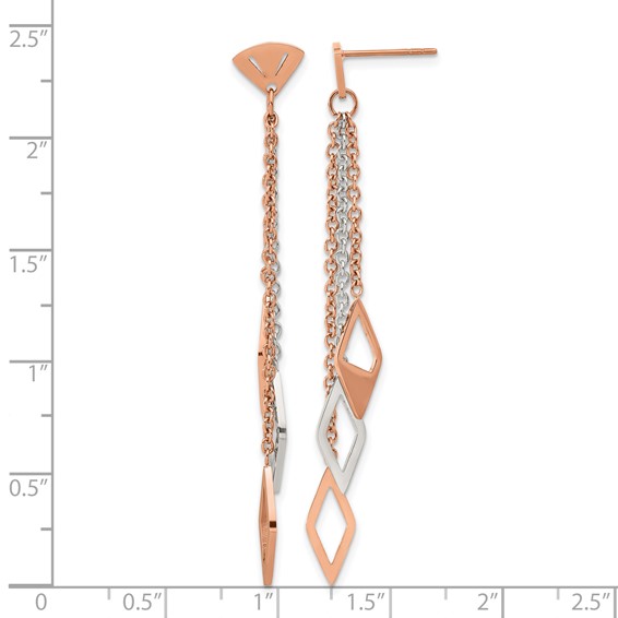 Stainless Steel Polished Rose IP-plated Post Dangle Earrings