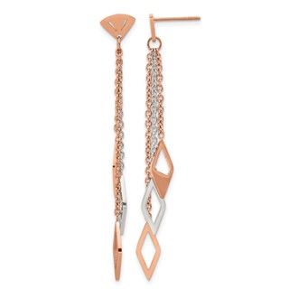 Stainless Steel Polished Rose IP-plated Post Dangle Earrings
