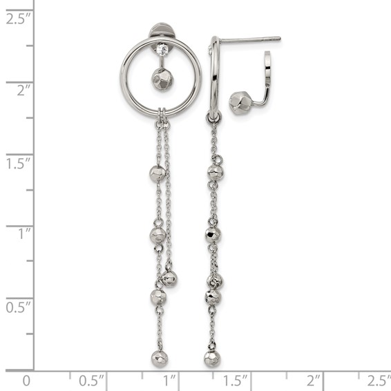 Chisel Stainless Steel Polished Preciosa Crystal Front and Back Post Dangle Earrings