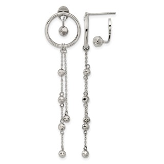 Chisel Stainless Steel Polished Preciosa Crystal Front and Back Post Dangle Earrings