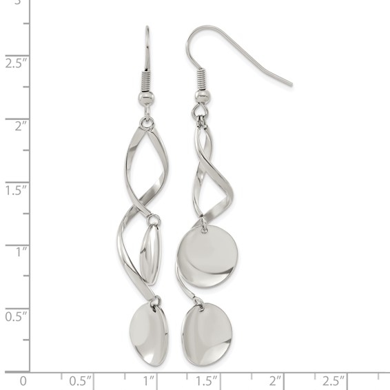 Chisel Stainless Steel Polished Twisted Shepherd Hook Earrings