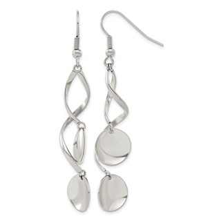 Chisel Stainless Steel Polished Twisted Shepherd Hook Earrings