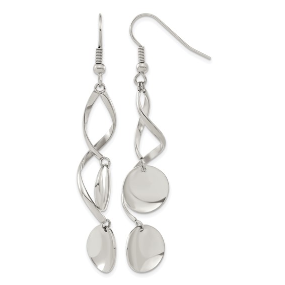 Chisel Stainless Steel Polished Twisted Shepherd Hook Earrings