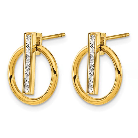 Chisel Stainless Steel Polished Yellow IP-plated Preciosa Crystal Post Dangle Earrings