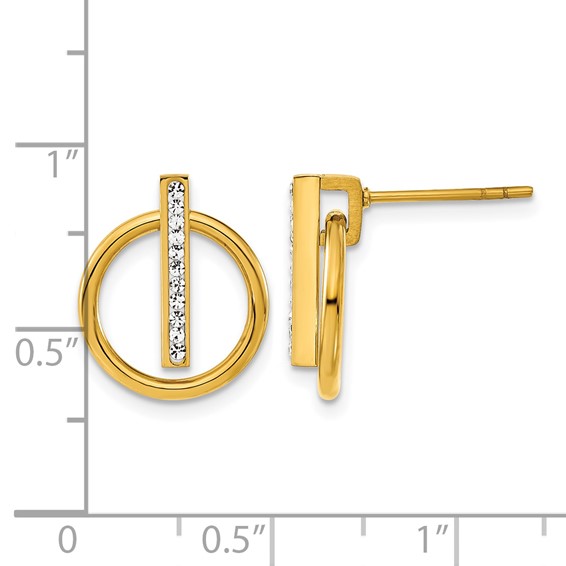 Chisel Stainless Steel Polished Yellow IP-plated Preciosa Crystal Post Dangle Earrings