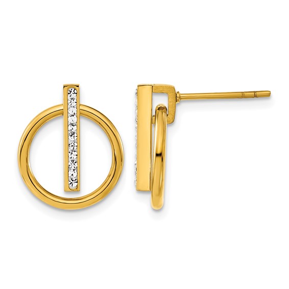 Chisel Stainless Steel Polished Yellow IP-plated Preciosa Crystal Post Dangle Earrings