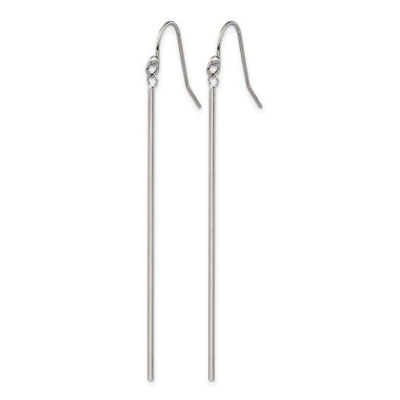 Chisel Stainless Steel Polished Bar Dangle Shepherd Hook Earrings