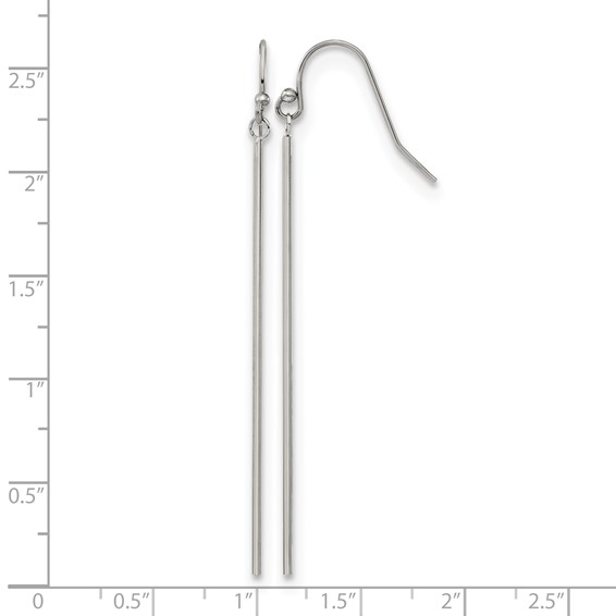 Chisel Stainless Steel Polished Bar Dangle Shepherd Hook Earrings