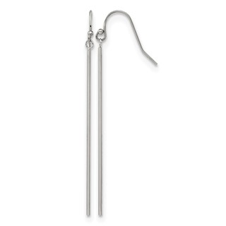 Chisel Stainless Steel Polished Bar Dangle Shepherd Hook Earrings