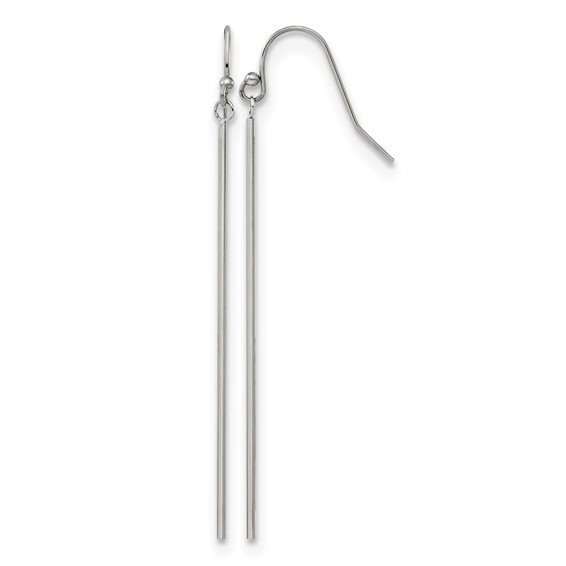 Chisel Stainless Steel Polished Bar Dangle Shepherd Hook Earrings