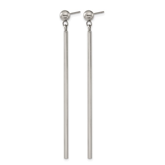 Chisel Stainless Steel Polished Bar Post Dangle Earrings