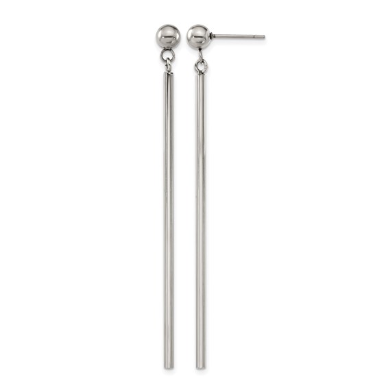 Chisel Stainless Steel Polished Bar Post Dangle Earrings