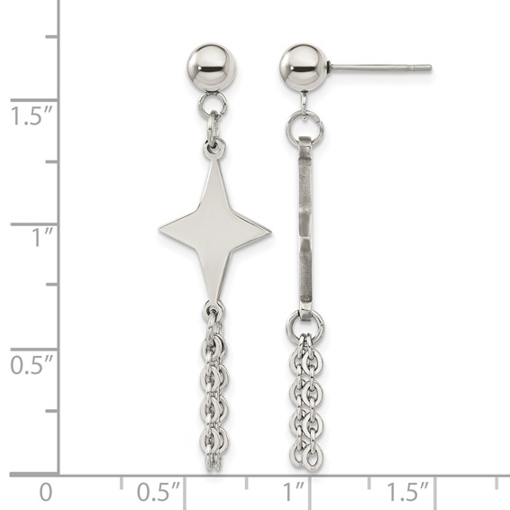 Chisel Stainless Steel Polished Starburst Post Dangle Earrings