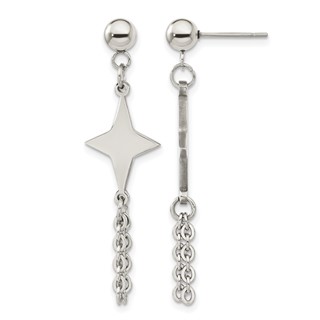 Chisel Stainless Steel Polished Starburst Post Dangle Earrings