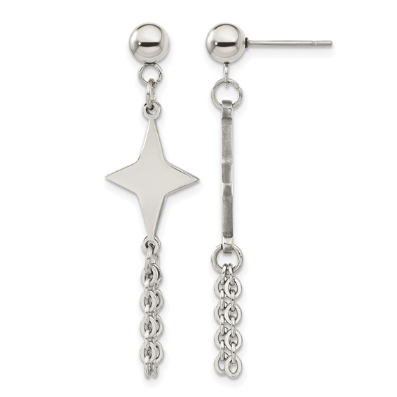 Chisel Stainless Steel Polished Starburst Post Dangle Earrings