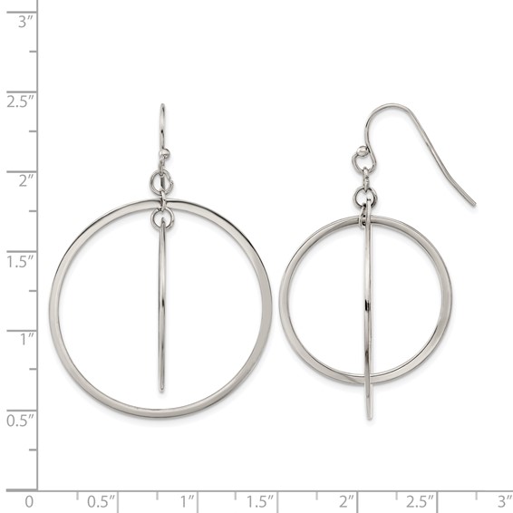 Chisel Stainless Steel Polished Double Circle Dangle Shepherd Hook Earrings