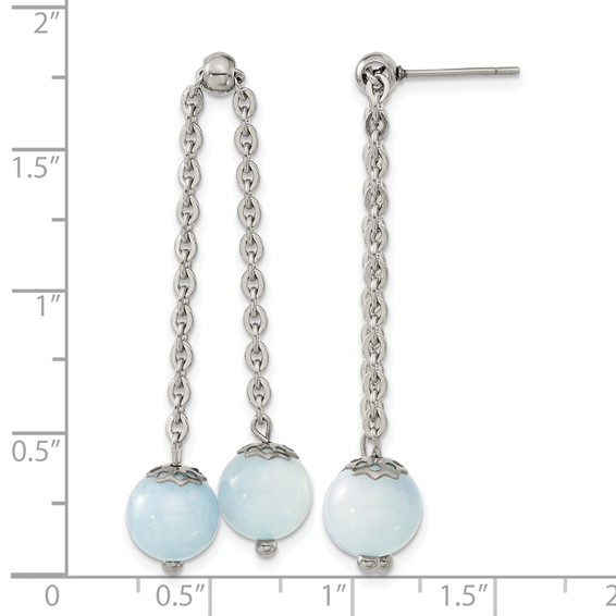 Chisel Stainless Steel Polished with Blue Quartz Moveable Dangle Post Earrings