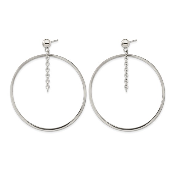 Chisel Stainless Steel Polished Circle Post Dangle Earrings
