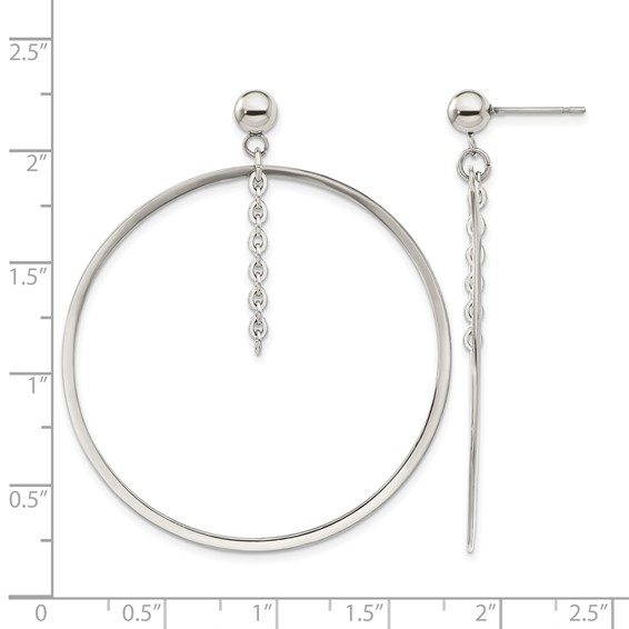 Chisel Stainless Steel Polished Circle Post Dangle Earrings