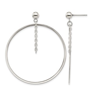 Chisel Stainless Steel Polished Circle Post Dangle Earrings