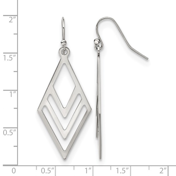 Chisel Stainless Steel Polished Diamond-shaped Dangle Shepherd Hook Earrings