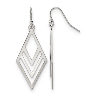 Chisel Stainless Steel Polished Diamond-shaped Dangle Shepherd Hook Earrings