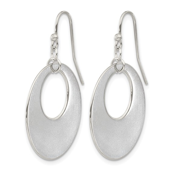 Chisel Stainless Steel Polished Circles Dangle Shepherd Hook Earrings