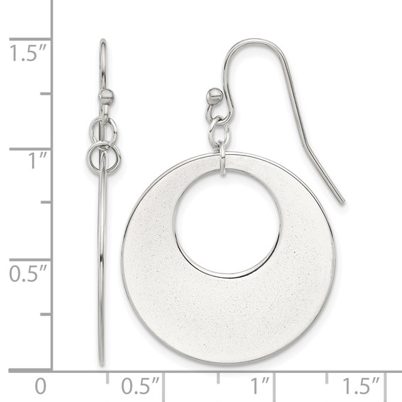 Chisel Stainless Steel Polished Circles Dangle Shepherd Hook Earrings