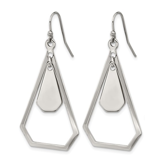 Chisel Stainless Steel Polished Dangle Shepherd Hook Earrings