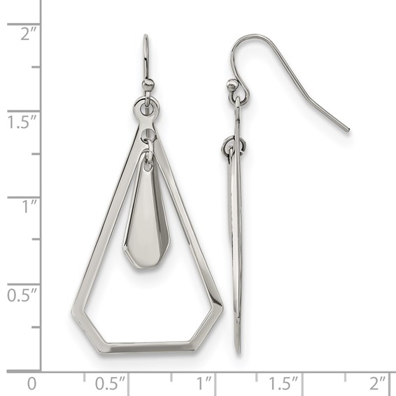Chisel Stainless Steel Polished Dangle Shepherd Hook Earrings