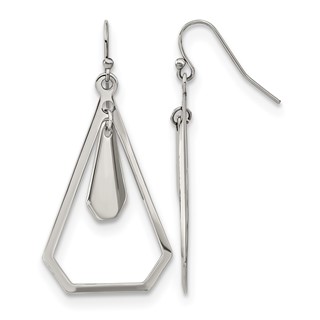 Chisel Stainless Steel Polished Dangle Shepherd Hook Earrings